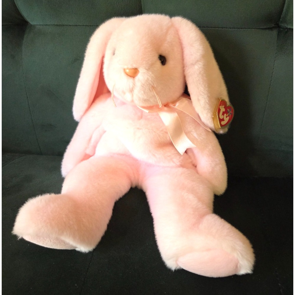 NWT Ty Beanie Buddy Hoppity Pink Bunny Rabbit 12'' Vintage 2001